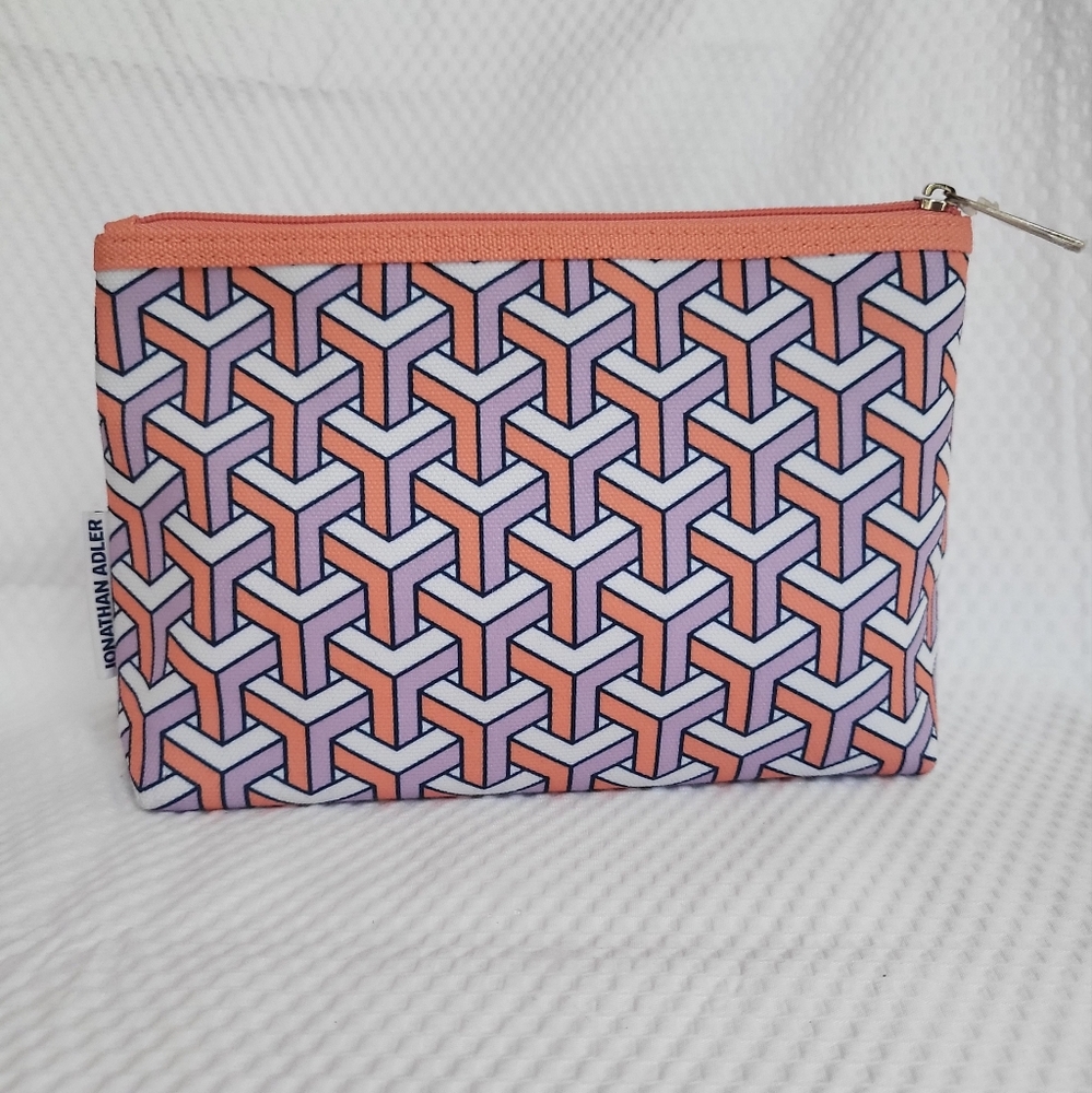 Jonathan Adler Clinique Geometric Pattern Clutch - Orange and White New